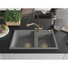 Mexen Tomas 2-bowl granite sink with Duo kitchen faucet, gray - 6516-71-671701-57-G