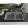 Mexen Tomas 2-chamber granite sink with Duo kitchen faucet, gray - 6516-71-671701-57-B