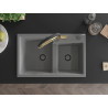 Mexen Tomas 2-chamber granite sink with Duo kitchen faucet, gray - 6516-71-671701-57-B
