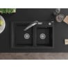 Mexen Tomas 2-compartment granite sink with a kitchen mixer tap Duo, Black/ silver metallic - 6516-73-671701-07