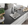 Mexen Milo granite kitchen sink single-bowl with Aster faucet, white - 6505-20-73450-70-B