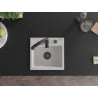 Mexen Milo 1-bowl granite sink with Aster kitchen faucet, white - 6505-20-73450-70-B