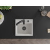 Mexen Milo granite kitchen sink single-bowl with Aster faucet, white - 6505-20-73450-70-B