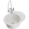 Mexen Kevin 1-compartment granite sink with a kitchen mixer tap Duo, white - 6517-20-671701-02