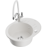 Mexen Kevin granite sink, 1-bowl with Duo kitchen faucet, white - 6517-20-671701-02