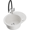 Mexen Kevin granite kitchen sink 1-bowl with Duo kitchen faucet, white - 6517-20-671701-07