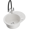 Mexen Kevin single-bowl granite sink with Duo kitchen tap, white - 6517-20-671701-07