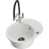 Mexen Kevin 1-bowl granite sink with Duo kitchen faucet, white - 6517-20-671701-07-B