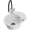 Mexen Kevin 1-bowl granite sink with Duo kitchen tap, white - 6517-20-671701-07-B