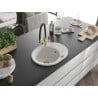 Mexen Kevin 1-bowl granite sink with Duo kitchen faucet, white - 6517-20-671701-57-G