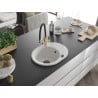 Mexen Kevin 1-bowl granite sink with Duo kitchen faucet, white - 6517-20-671701-57-B