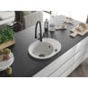 Mexen Kevin 1-bowl granite sink with Duo kitchen tap, white - 6517-20-671701-70-B