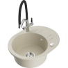 Mexen Kevin 1-bowl granite sink with Duo kitchen faucet, beige - 6517-69-671701-07