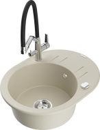 Mexen Kevin 1-bowl granite sink with Duo kitchen faucet, beige - 6517-69-671701-07