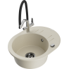 Mexen Kevin 1-Bowl Granite Sink with Duo Kitchen Faucet, Beige - 6517-69-671701-07-B