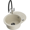 Mexen Kevin 1-compartment granite sink with a kitchen mixer tap Duo, Beige - 6517-69-671701-07-B