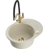 Mexen Kevin 1-bowl granite kitchen sink with Duo faucet, beige - 6517-69-671701-57-G