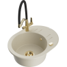 Mexen Kevin 1-bowl granite sink with Duo kitchen faucet, beige - 6517-69-671701-57-G