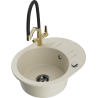 Mexen Kevin granit kitchen sink 1-bowl with Duo kitchen faucet, beige - 6517-69-671701-57-B