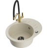 Mexen Kevin single-bowl granite sink with Duo kitchen faucet, beige - 6517-69-671701-57-B
