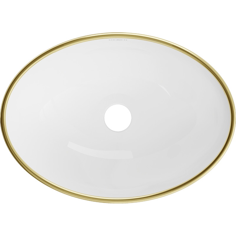 Mexen Elza countertop washbasin 40 x 33 cm, white/gold check pattern - 21014009