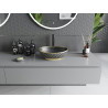 Mexen Elza countertop washbasin 40 x 33 cm, black matte/gold check pattern - 21014029