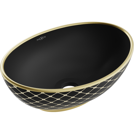 Mexen Elza countertop sink 40 x 33 cm, black matte/gold check pattern - 21014029