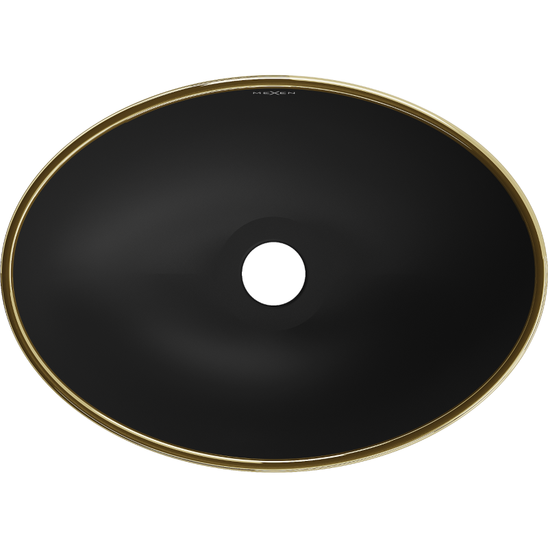 Mexen Elza countertop washbasin 40 x 33 cm, black matte/golden grid pattern - 21014029