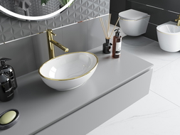 Mexen Elza countertop washbasin 40 x 33 cm, White/Gold - 21014005