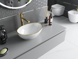Mexen Elza countertop washbasin 40 x 33 cm, white/golden rim - 21014005