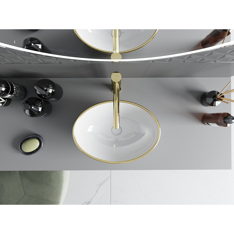 Mexen Elza countertop washbasin 40 x 33 cm, white/gold rim - 21014005