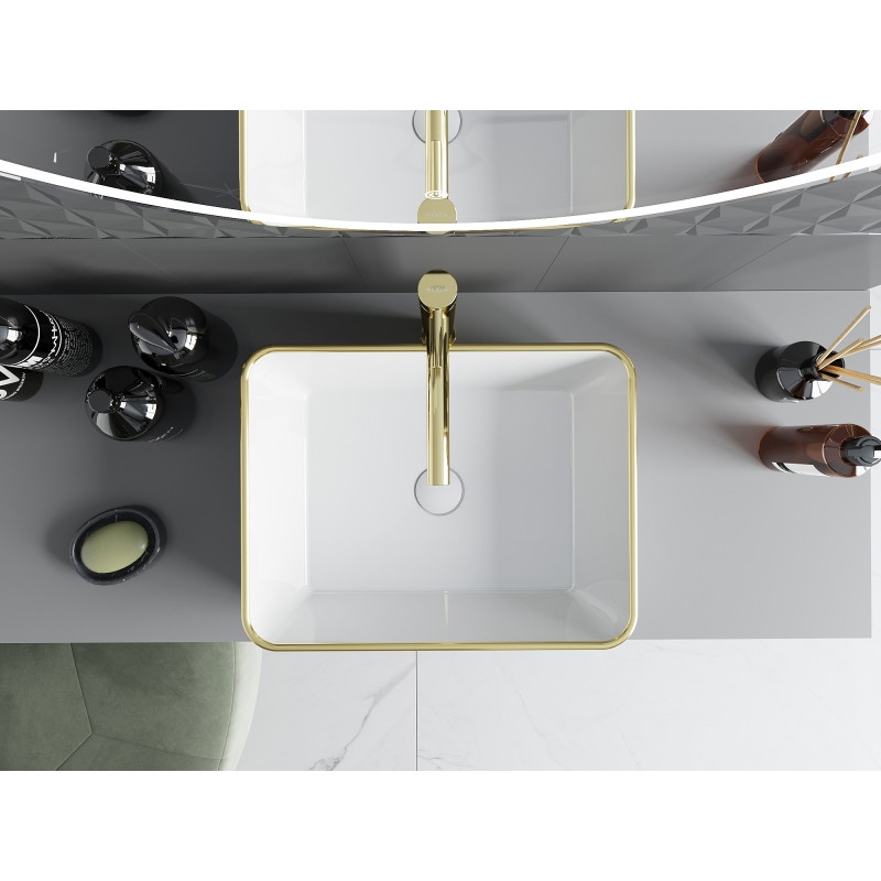 Mexen Catia countertop sink 48 x 37 cm, white/gold rim - 21314805