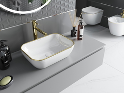 Mexen Rita countertop washbasin 50 x 40 cm, White/Gold - 21084505
