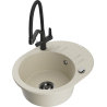 Mexen Kevin 1-bowl granite sink with kitchen faucet Duo, beige - 6517-69-671701-70-B