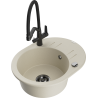Mexen Kevin 1-compartment granite sink with Duo kitchen faucet, beige - 6517-69-671701-70-B
