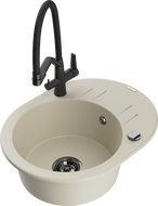 Mexen Kevin 1-bowl granite sink with kitchen faucet Duo, beige - 6517-69-671701-70-B
