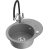Mexen Kevin 1-bowl granite sink with Duo kitchen faucet, gray - 6517-71-671701-07