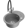 Mexen Kevin Granite Kitchen Sink 1-Bowl with Duo Faucet, Gray - 6517-71-671701-07
