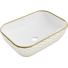 Mexen Rita countertop washbasin 45 x 32 cm, white/gold plaid pattern - 21084509