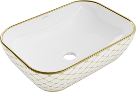 Mexen Rita countertop washbasin 45 x 32 cm, white/gold check pattern - 21084509