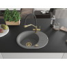Mexen Kevin 1-bowl granite kitchen sink with Duo faucet, gray - 6517-71-671701-57-G