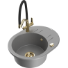 Mexen Kevin 1-bowl granite kitchen sink with Duo faucet, gray - 6517-71-671701-57-G