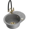 Mexen Kevin single-bowl granite kitchen sink with Duo kitchen tap, grey - 6517-71-671701-57-G
