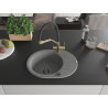 Mexen Kevin granite kitchen sink single bowl with Duo faucet, gray - 6517-71-671701-57-B