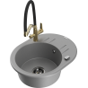 Mexen Kevin 1-bowl granite kitchen sink with Duo kitchen faucet, gray - 6517-71-671701-57-B