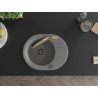 Mexen Kevin 1-bowl granite kitchen sink with Duo kitchen faucet, gray - 6517-71-671701-57-B