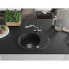 Mexen Kevin granite single-bowl kitchen sink with Duo faucet, black/silver metallic - 6517-73-671701-07