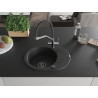 Mexen Kevin single-bowl granite sink with Duo kitchen faucet, black/silver metallic - 6517-73-671701-07-B