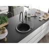 Mexen Kevin 1-bowl granite sink with Duo kitchen tap, black/silver metallic - 6517-73-671701-07-B