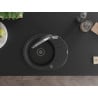 Mexen Kevin 1-bowl granite sink with Duo kitchen tap, black/silver metallic - 6517-73-671701-07-B
